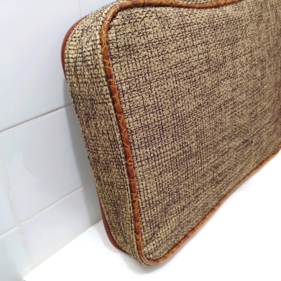 Samantha Brown Tweed Travel Case Toiletry Makeup Accessories Bag Valise 14"x10" - Picture 7 of 16